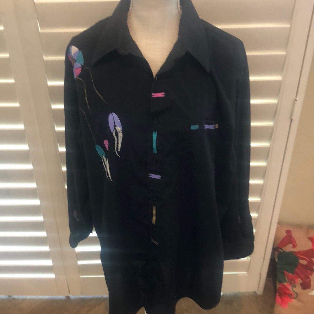 Lucasini Hand painted southwest theme blouse.